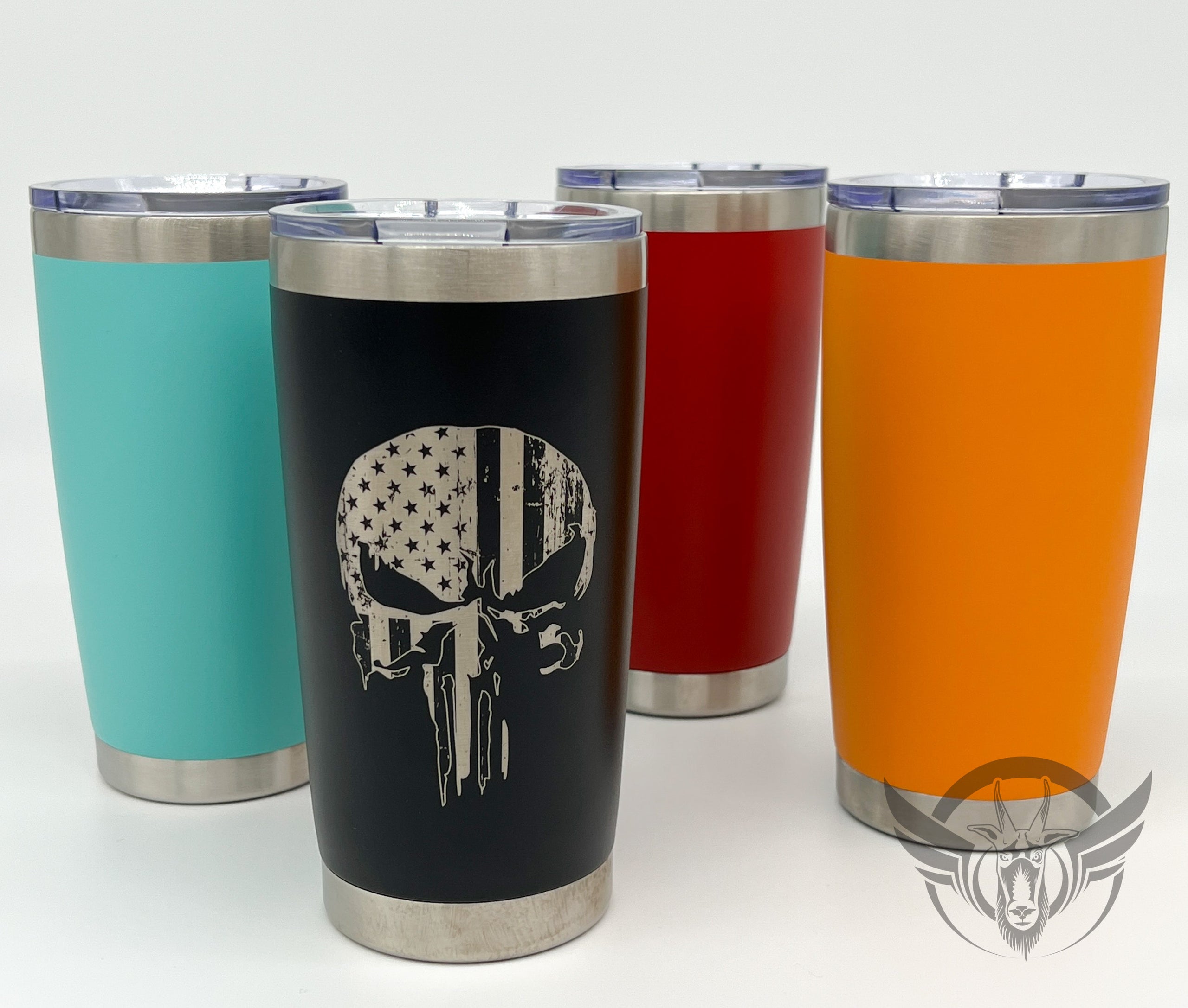 Washington Commanders Punisher Skull American Flag Steel Tumbler